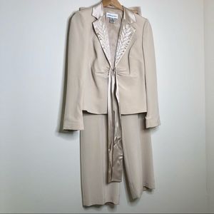 Bloomingdale's 100% Silk Champagne Beaded Silk Pantsuit